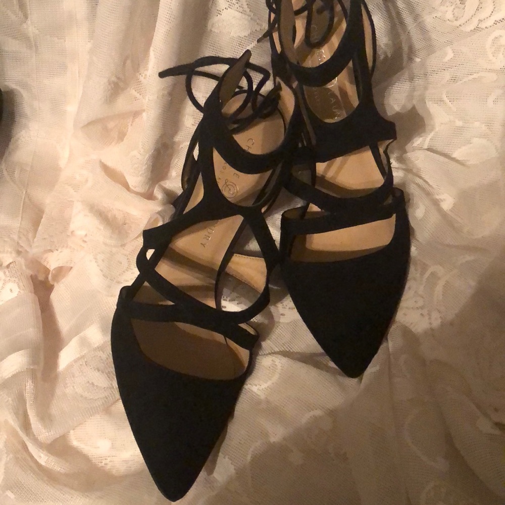Black sexy tie in back dressy shoes